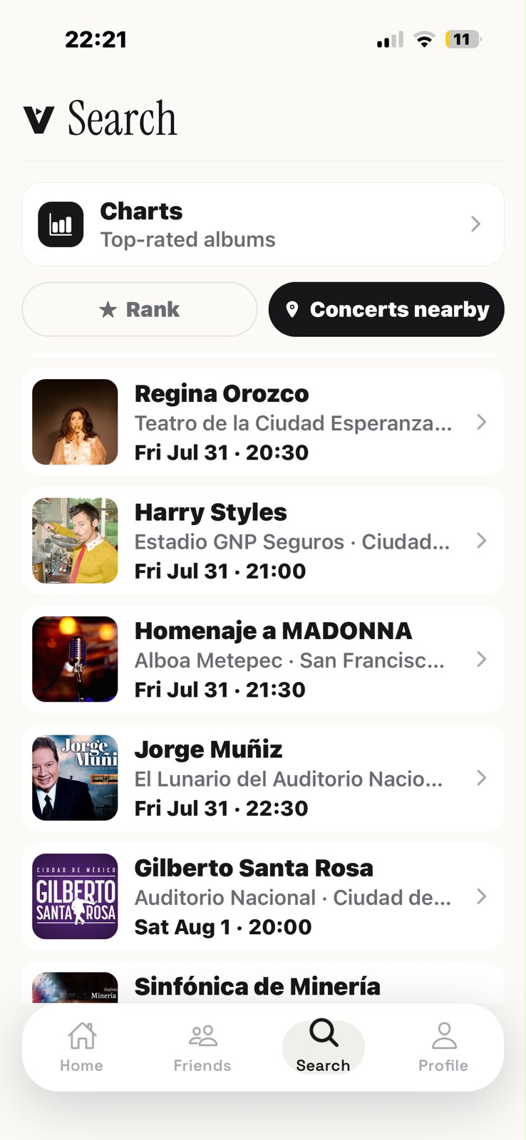 Finding concerts near you